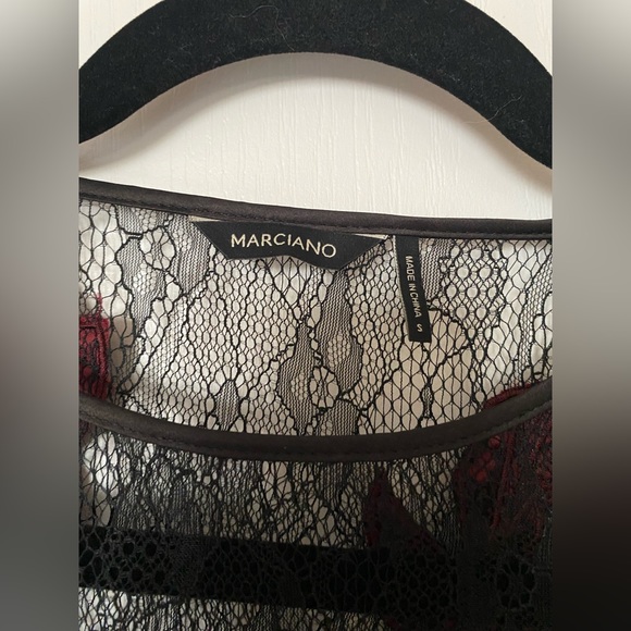 Marciano Long Sleeve Dress with Black & Red Lace - Picture 7 of 8